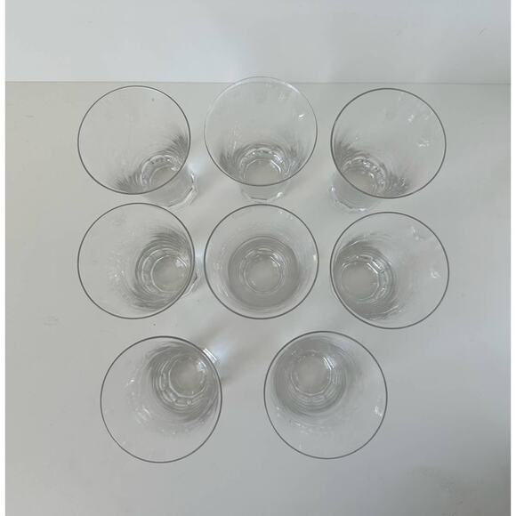 Vintage Fostoria Stockholm crystal thumbprints, 1960s highball glasses set of 8 - Picture 3 of 9